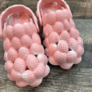 Women’s Pink and White Bubble Slides